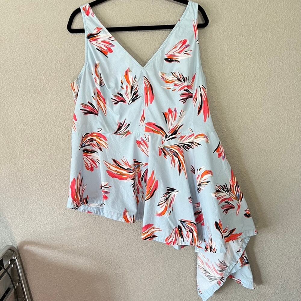 Lane Bryant Asymmetrical Floral Print V Neck Womens Sleeveless Blouse Plus 18